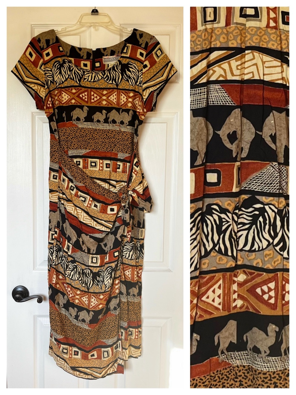 Vintage Jessica Howard Safari Print Sarong Dress